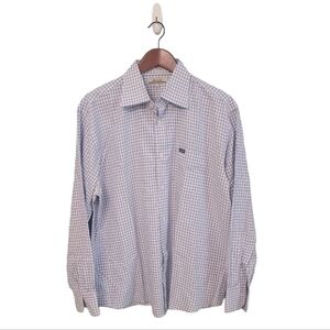 Faconnable Designer‎ Luxury Mens Check Button Front Shirt Size Large